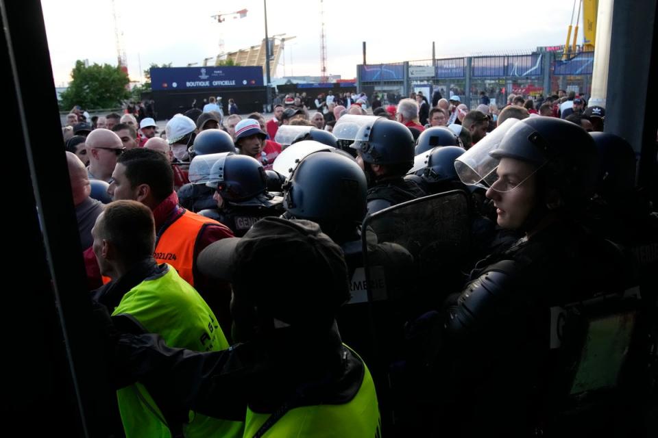 The situation outside the stadium was described as ‘a shambles’ (AP)