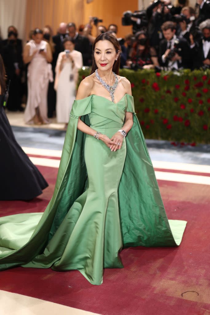 Michelle Yeoh in an upcycled satin gown by Prabal Gurung. - Credit: Christopher Polk
