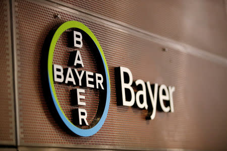 Logo of Bayer AG is pictured at the annual results news conference of the German drugmaker in Leverkusen, Germany February 27, 2019. REUTERS/Wolfgang Rattay