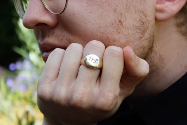 9k Initialled Gold Signet Ring by Katyfdesigns