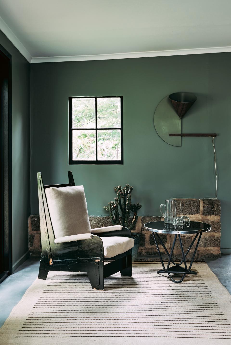 “Over ten years I have gathered objects, placed and shifted them, hung them up, taken them down, and gradually a series of decorated spaces have emerged—often with different identities,” says antiques collector Geoffrey Hatty of his house outside Melbourne, Australia. Hatty purchased this chair, attributed to Francis Jourdain, at auction in Paris. “This is a place of marvelous rejections, of pieces that I know to be great, but for whom I have never found the right buyer. It has developed as things failed, and so isn’t one look. I don’t like to be pigeonholed, but rather, try to find the virtue in a wide range of things.”