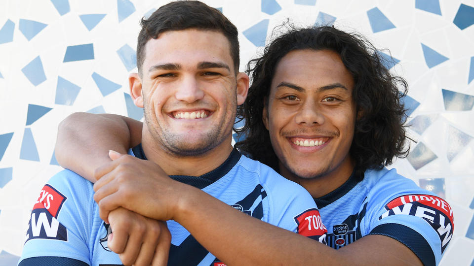 Seen here, NSW halves Nathan Cleary and Jarome Luai before Origin Game I.