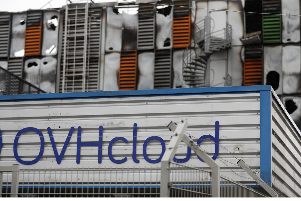 The OVH data center is seen in Strasbourg, eastern France, Thursday, March 11, 2021. A fire broke out on Wednesday in a room of one of the 4 OVH cloud data center affecting websites in several European countries. The origin of this fire is being investigated and no injuries are to be deplored. (AP Photo/Jean-Francois Badias)