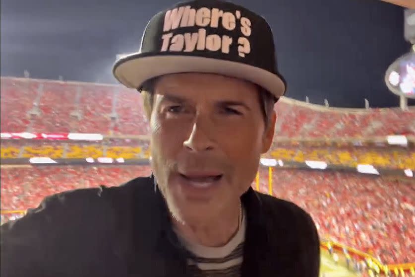<p>Robe Lowe/Instagram</p> Rob Lowe attends Kansas City Chiefs vs. Denver Broncos match in "Where