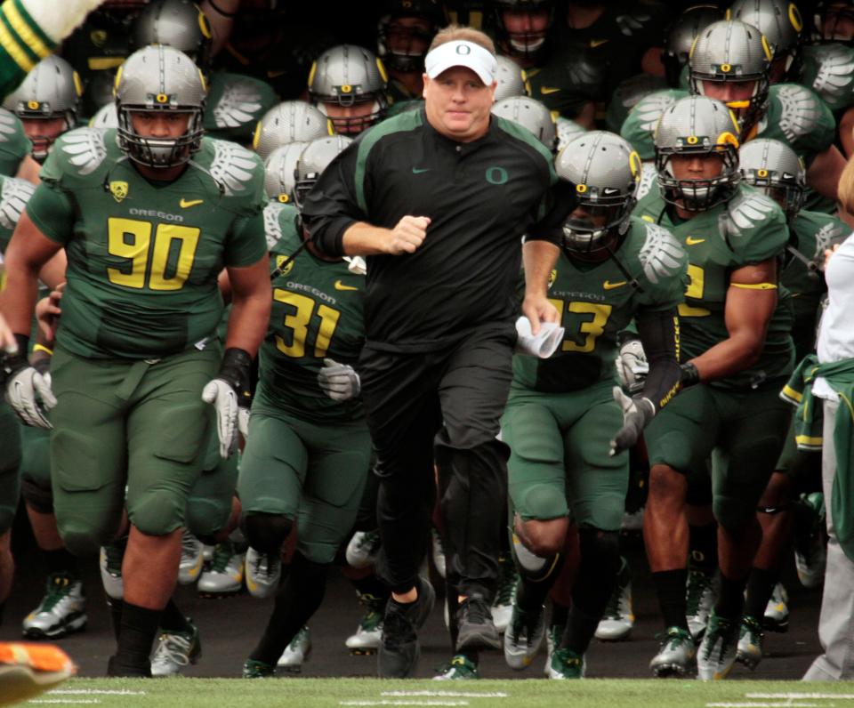 Chip Kelly was Oregon's offensive coordinator from 2007-08 and head coach from 2009-12.