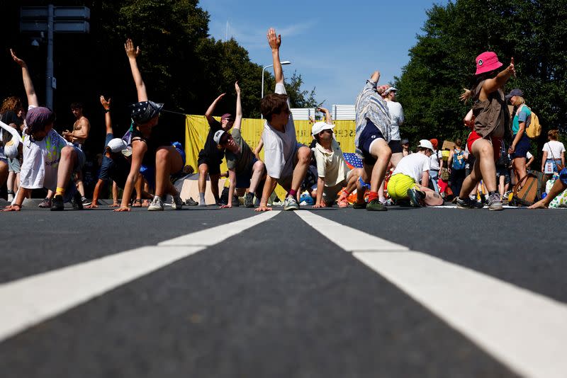 Climate activists block the A12 highway in The Hague