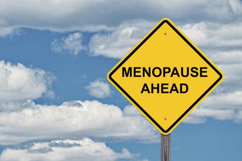 <span class="caption">Sign of caution – or celebration?</span> <span class="attribution"><a class="link " href="https://www.shutterstock.com/image-photo/caution-sign-sky-background-menopause-ahead-635264690?src=PKOavMeFTtvkhox3XHVarA-1-4" rel="nofollow noopener" target="_blank" data-ylk="slk:Shutterstock;elm:context_link;itc:0;sec:content-canvas">Shutterstock</a></span>