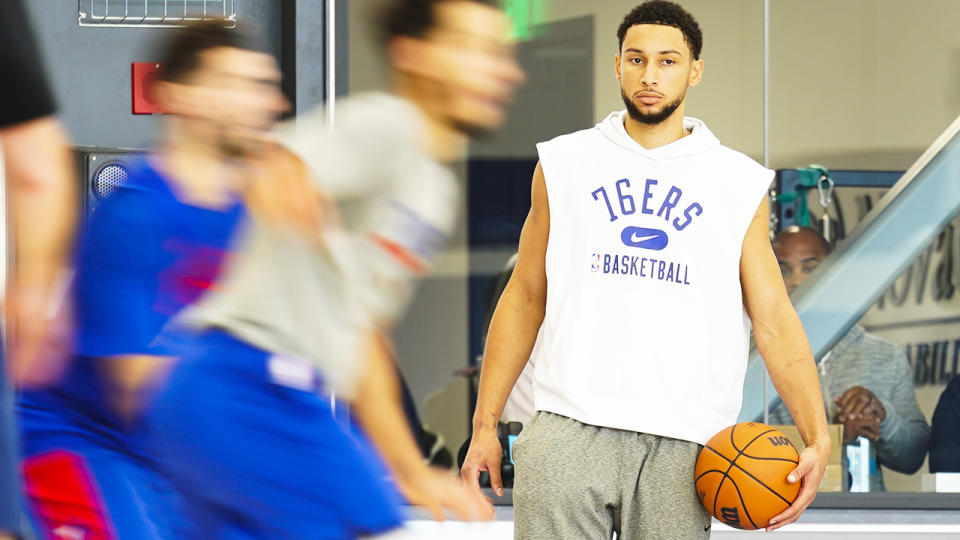 Ben Simmons, pictured here during a Philadelphia 76ers practice session.