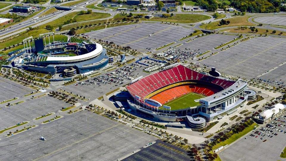 An aerial view of Truman Sports Complex