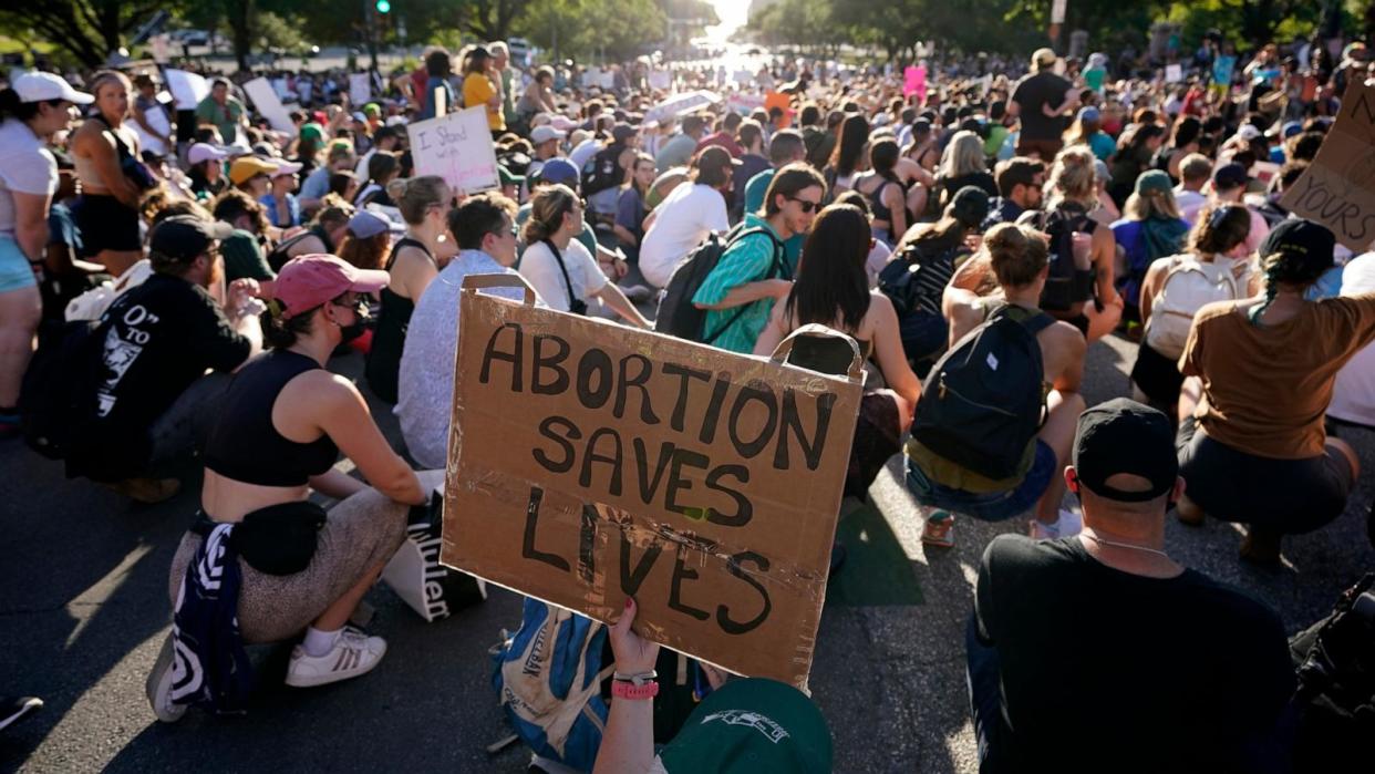 PHOTO: Demonstrators march and gather near the Texas Capitol following the U.S. Supreme Court's decision to overturn Roe v. Wade, June 24, 2022, in Austin. (Eric Gay/AP, FILE)