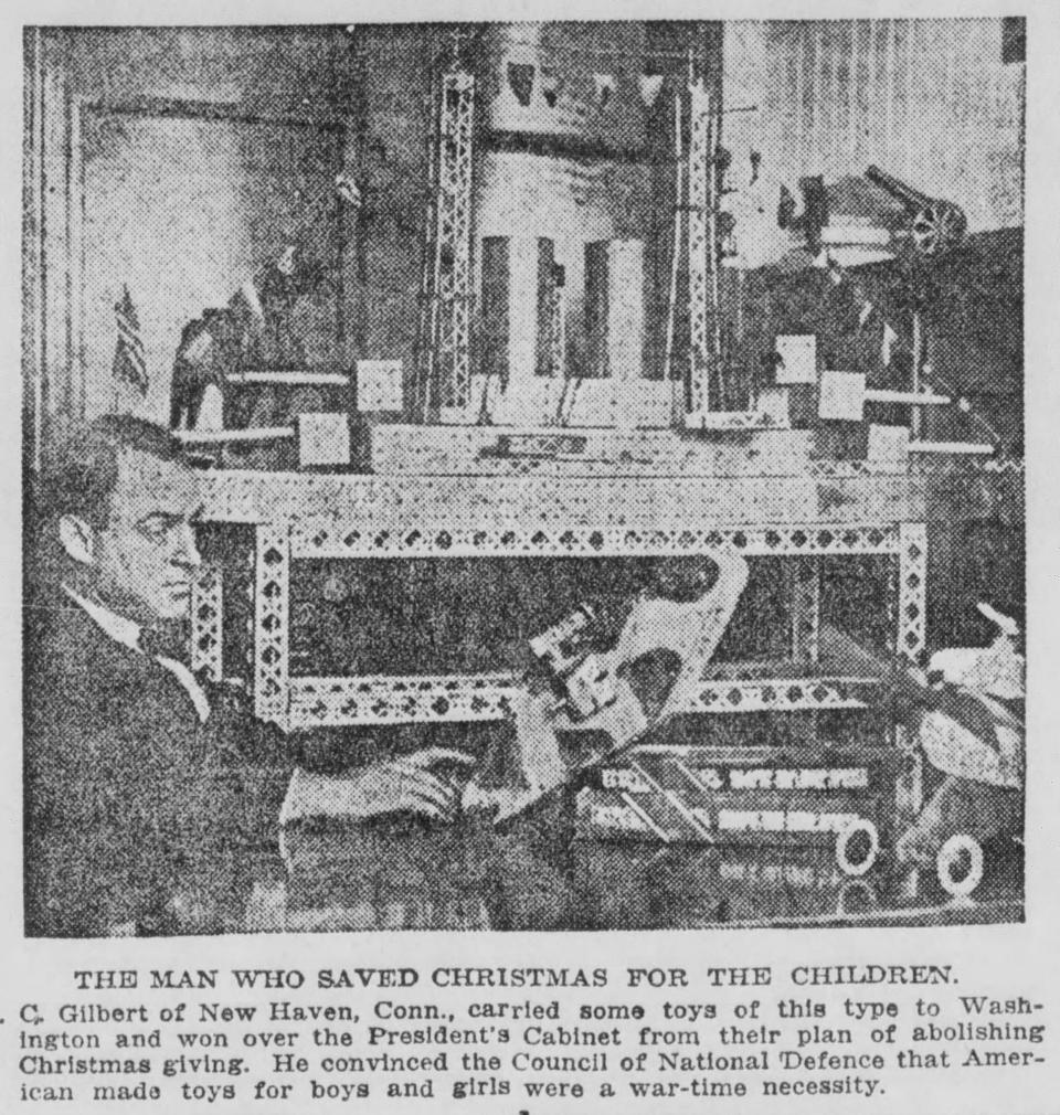 The Boston Post called A.C. Gilbert "The Man Who Saved Christmas" on Oct. 25, 1918, after he persuaded the Council of National Defense to not cancel Christmas during World War I.