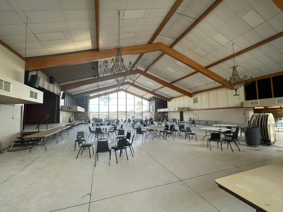 These photos show the insides of the Cape Coral Yacht Club's main ballroom building and were taken on April 11, 2023.