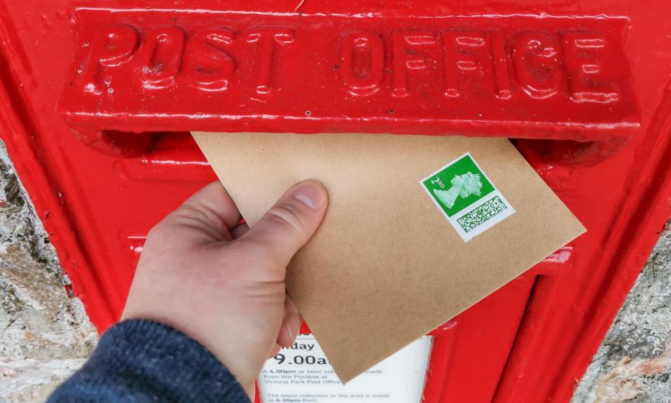 <span>One of Royal Mail’s recently introduced barcode stamps. But how can we find out if it’s genuine?</span><span>Photograph: Thomas Faull/Alamy</span>