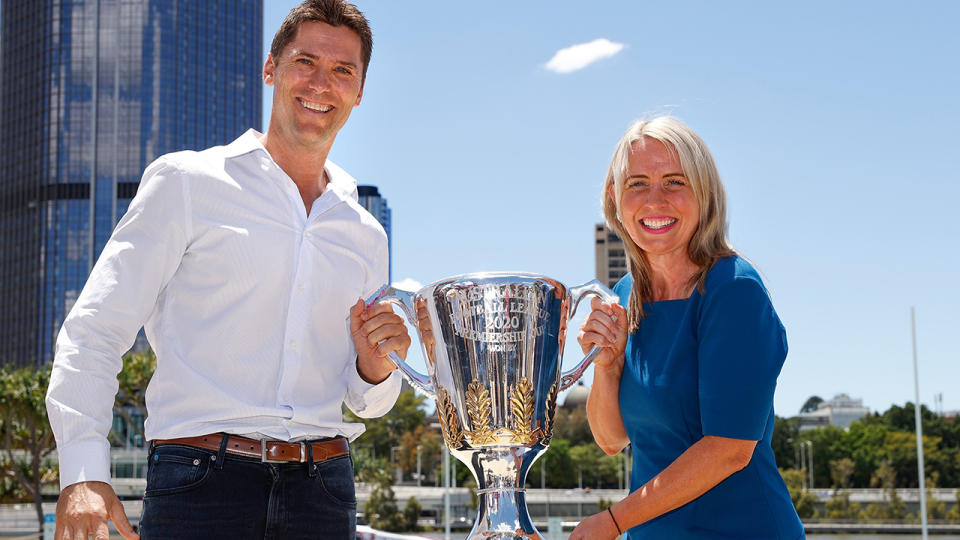 Simon Black and Kate Jones MP, pictured here at the 2020 AFL Grand Final Footy Festival Launch.