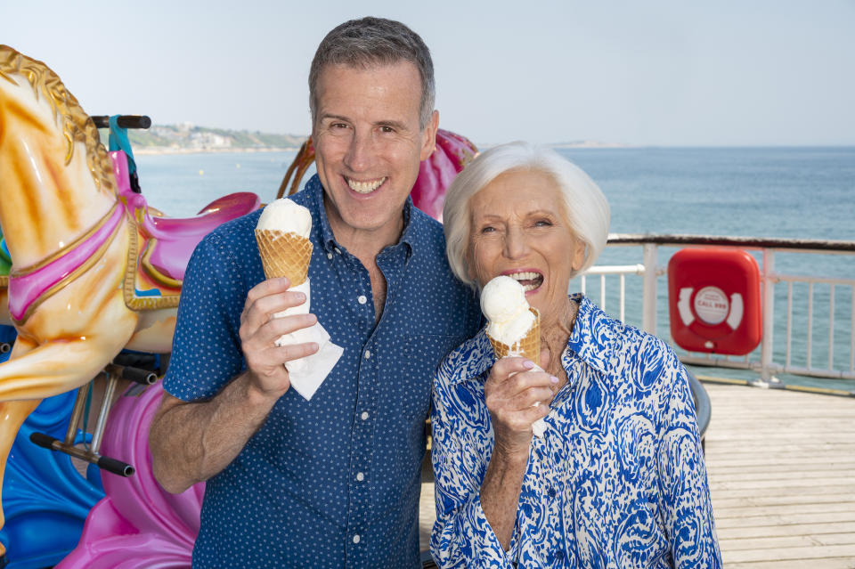 Enjoying an ice cream with Anton du Beke.