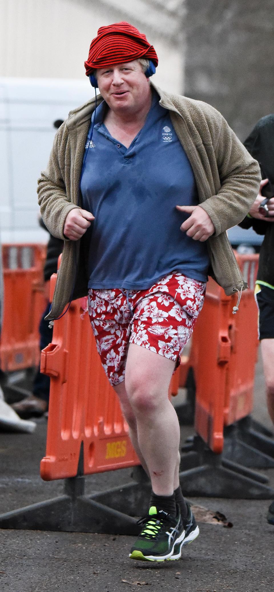 Boris Johnson cuts a dash in eye-catching running clothes