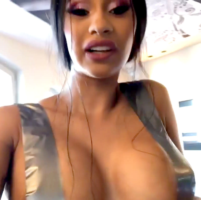 Cardi B Duct Tapes Her Breasts to Give Them a Lift After Giving