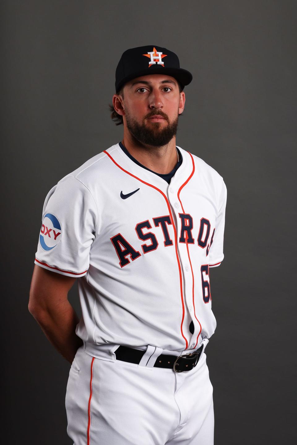 Bennett Sousa #62 of the Houston Astros poses during Photo Day at CACTI Park of the Palm Beaches on February 21, 2024 in West Palm Beach, Florida.