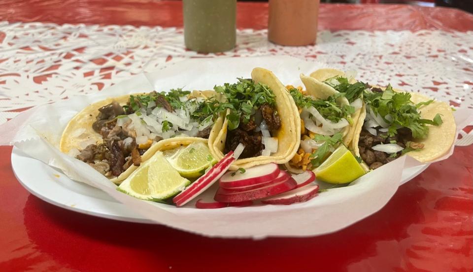 From a meat counter at the back of the market, El Nevado serves a broad selection of excellent tacos.