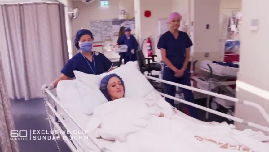 Roxy Jacenko can be seen going into surgery. Source: 60 Minutes