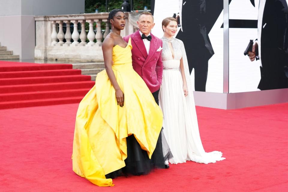 Lashana Lynch, Daniel Craig and Lea Seydoux (Jonathan Brady/PA) (PA Wire)