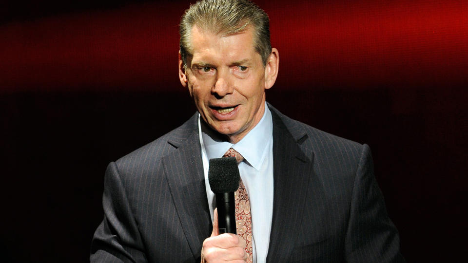 WWE Chairman and CEO Vince McMahon, pictured here speaking to the media in 2014.