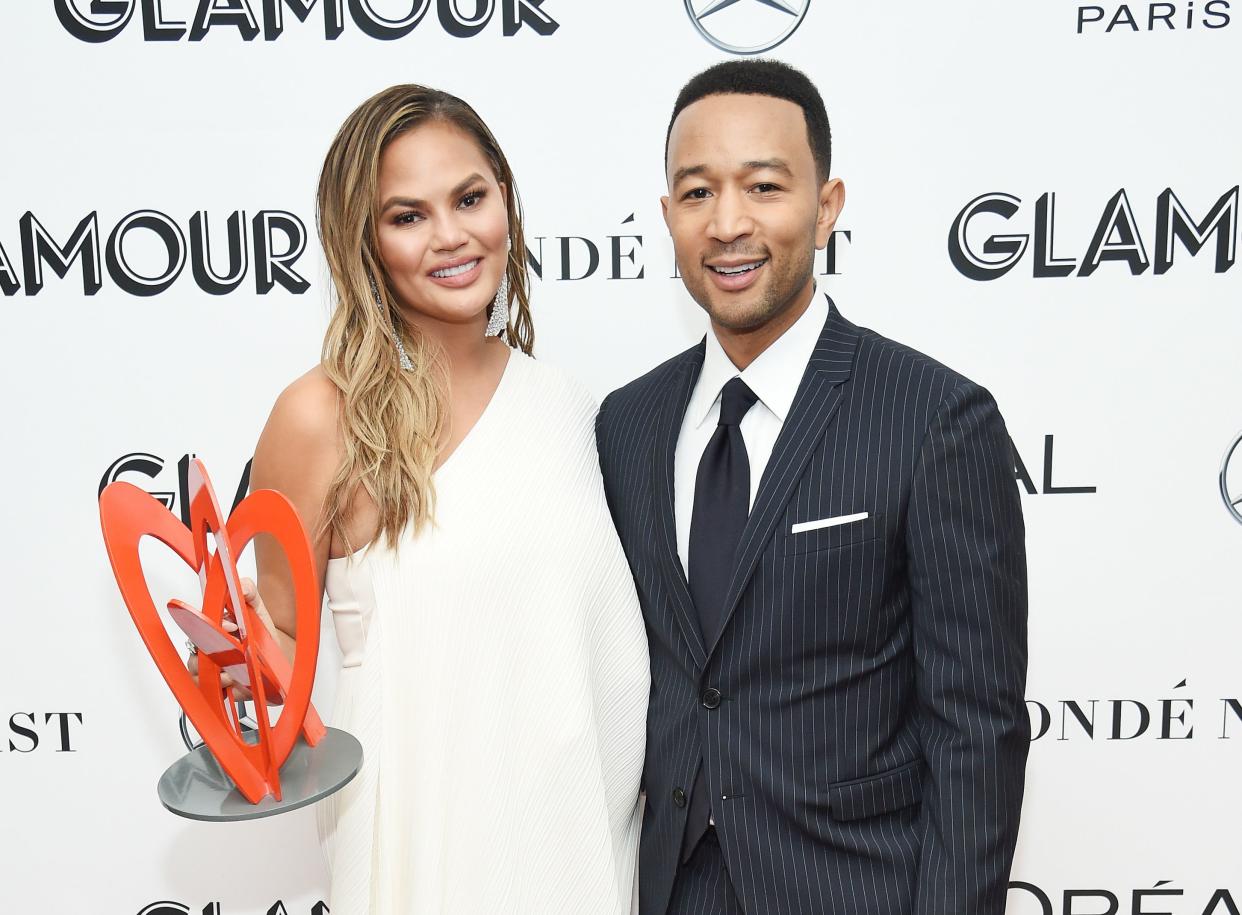 Chrissy Teigen and John Legend attend the&nbsp;2018 Glamour Women Of The Year Awards Monday night in New York. (Photo: Dimitrios Kambouris via Getty Images)