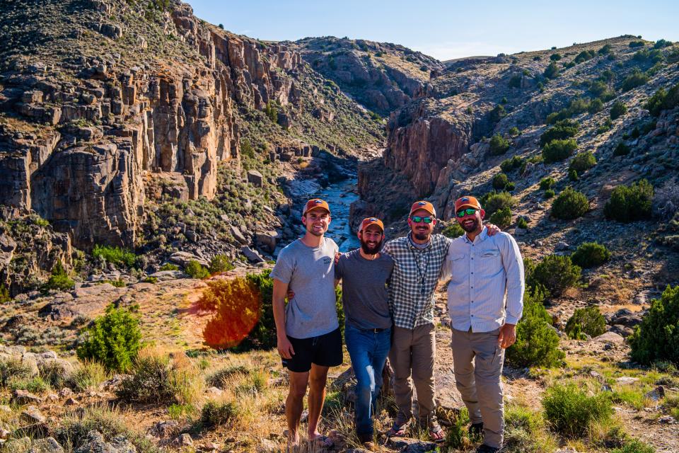 From left: John Wilder, Isaac Honer, Aaron Gerlovich and Nick Bentele in Wyoming in July 2021.