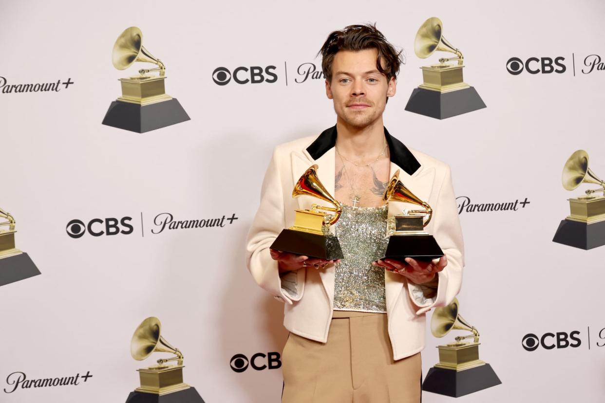 Le chanteur Harry Styles lors des Grammy Awards le 5 février 2023 - Amy Sussman / GETTY IMAGES NORTH AMERICA / Getty Images via AFP