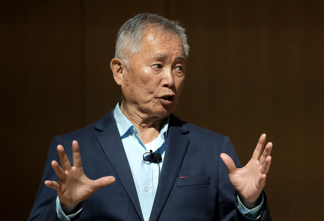 Actor George Takei speaks May 8, 2018, about his experiences in U.S. internment camps during World War II at an appearance at Boston Public Library. (Photo: Steven Senne/ASSOCIATED PRESS)
