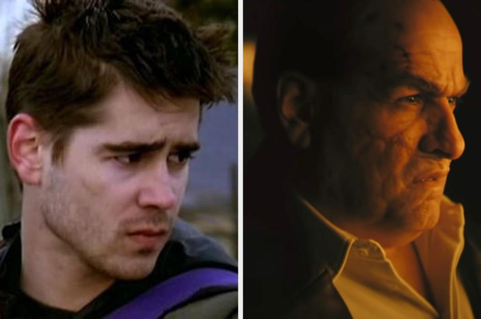 Sides-by-sides of Colin Farrell as Danny Byrne in "Ballykissangel" and as Oz in "The Batman"