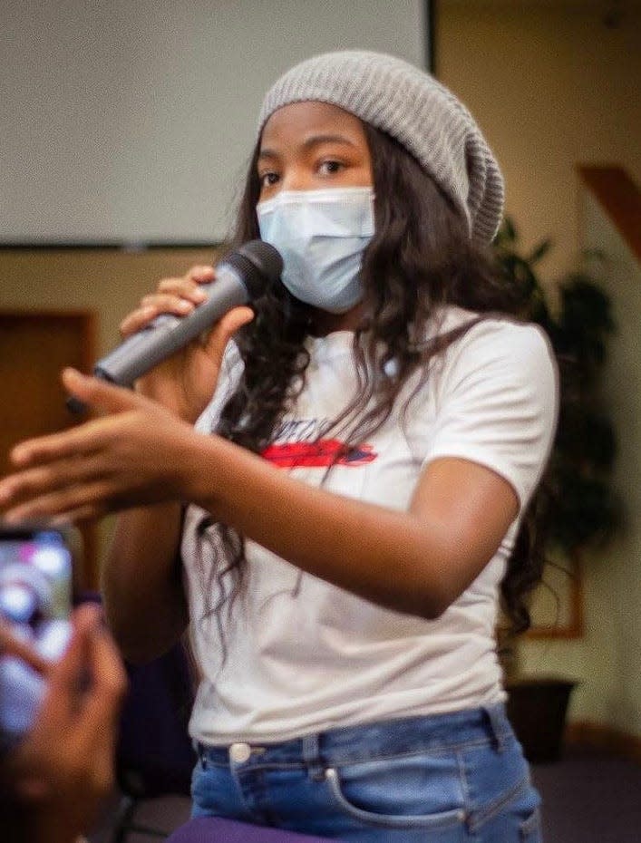 Deyona Burton, a high school senior in Jacksonville, Florida, is founder of SPEAR (Showing Political Engagement and Responsibility), a youth-led social and political action group.