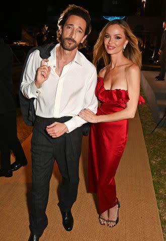 <p>Dave Benett/Getty</p> Adrien Brody and Georgina Chapman