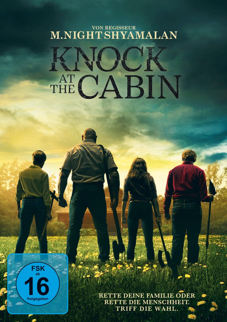 In "Knock at the Cabin" kann Regisseur und Drehbuchautor M. Night Shyamalan auf einen besonderen Trumpf zurückgreifen: Dave Bautista, der sich diesmal nicht als bloßer Haudrauf, sondern als sanftmütiger Riese präsentiert. (Bild: Universal Pictures)