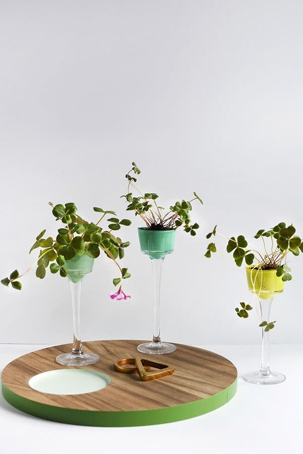 DIY Four Leaf Clover Mini Planters