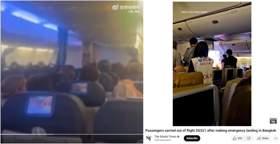 <span>Screenshot comparison of the cabin configuration on the Majorca flight (left) and the configuration of the cabin on SQ321 (right)</span>