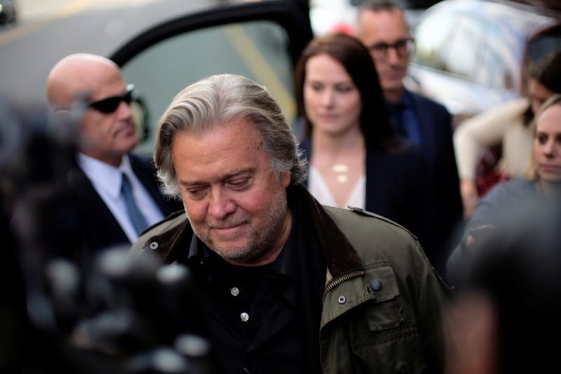 Former White House chief strategist Steve Bannon departs after testifying in the criminal trial of Roger Stone, former campaign advisor to U.S. President Donald Trump, on charges of lying to Congress, obstructing justice and witness tampering at U.S. Distr