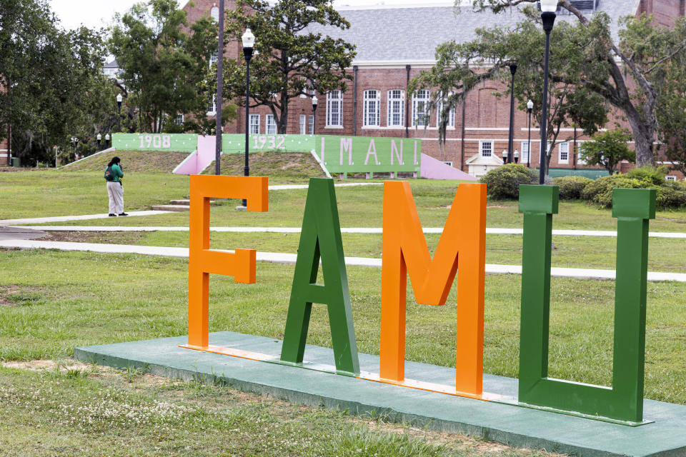 The Florida A&M University campus is seen in Tallahassee, Fla., Thursday, June 6, 2024. $237 million donation to FAMU was promised by Gregory Gerami, a 30-year-old who called himself Texas’ “youngest African American industrial hemp producer,” but everything was not what it seemed and the donation is now in limbo. Gerami maintains that everything will work out, but FAMU is not the only small university that has engaged with his major donation proposals only to see them go nowhere. (AP Photo/Mark Wallheiser)