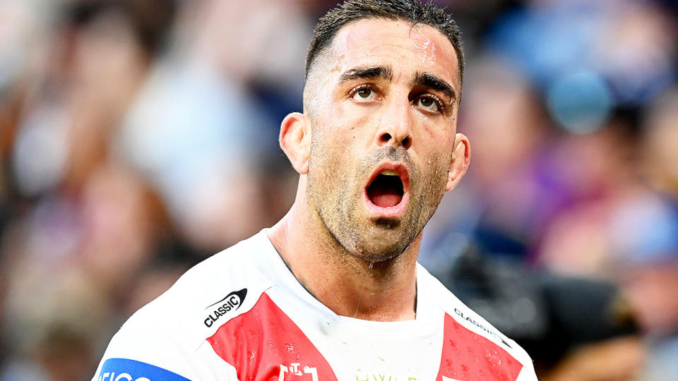 Paul Vaughan's contract with St George Illawarra has been terminated after the Dragons prop hosted a party for teammates in breach of public health orders and NRL rules. (Photo by Bradley Kanaris/Getty Images)