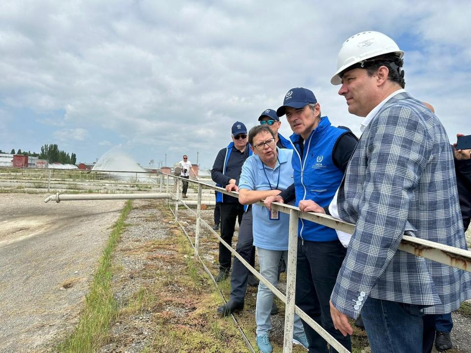 Rafael Grossi (pictured) visited the Zaporizhzhia plant and its surrounding area (International Atomic Energy Agency/Handout via REUTERS)