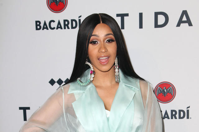 Cardi B Goes Glam in Sheer Robe and Nude Spike Heel 'Red Bottoms' at Tidal  Concert