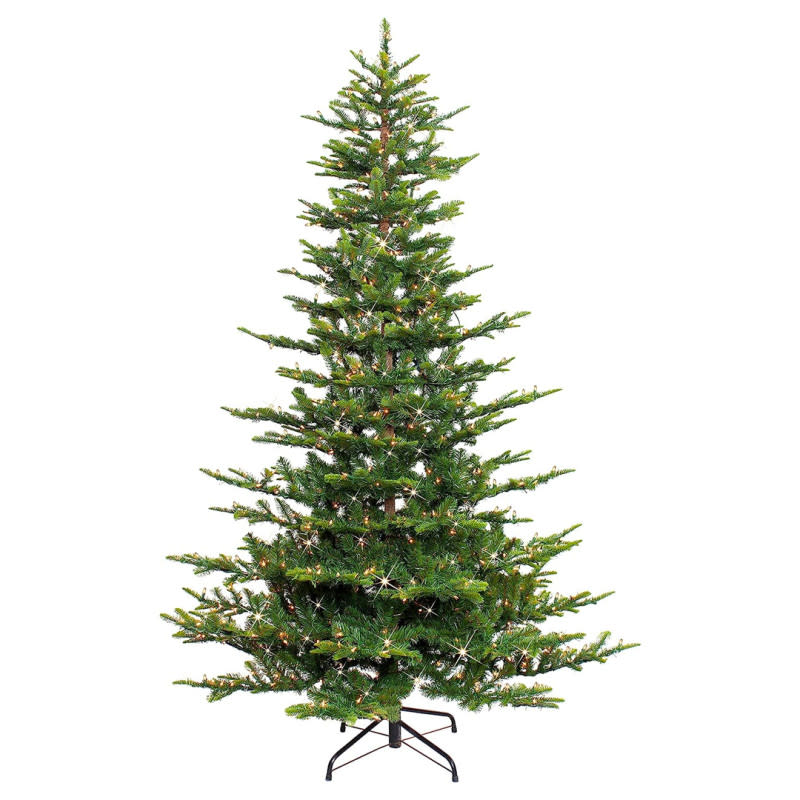 <p>Amazon</p><p>The tallest option on our list is this 7.5-foot Aspen fir Christmas tree that’s ideal for homes with tall or vaulted ceilings. It has a realistic look with its sparse branches, tapered design, and faux bark centerpiece. </p>