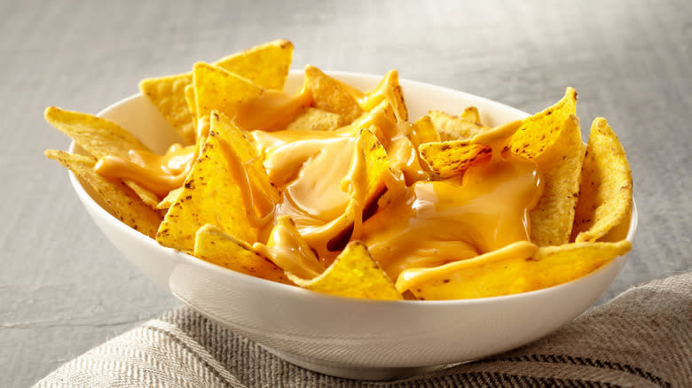 Nachos with melted cheese