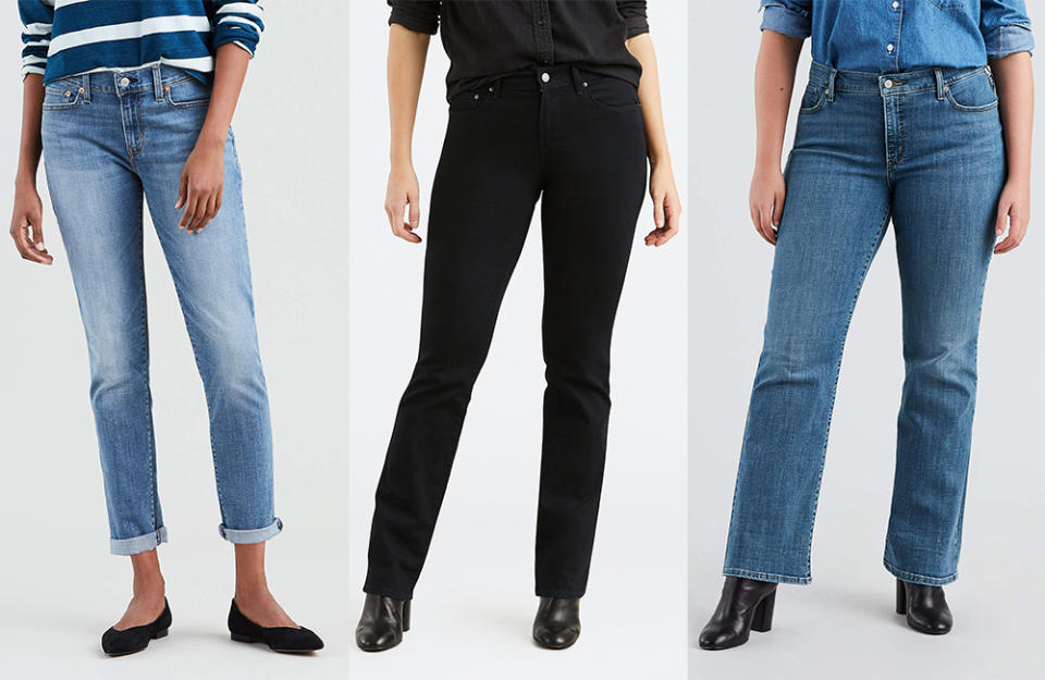 It's time to ditch skinny jeans and scoop up a pair of stylish and comfortable Levi's with a flattering fit. (Photo: Walmart)