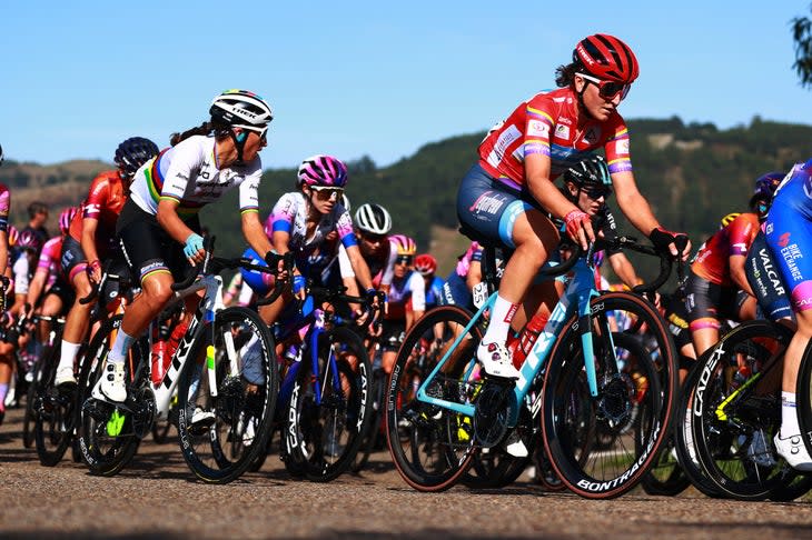 <span class="article__caption">COLINDRES, SPAIN – SEPTEMBER 08: (L-R) Elisa Balsamo of Italy and Elisa Longo Borghini of Italy and Team Trek- Segafredo – Red Leader Jersey compete during the 8th Ceratizit Challenge By La Vuelta 2022, Stage 2 </span> (Photo: (Photo by Gonzalo Arroyo Moreno/Getty Images))