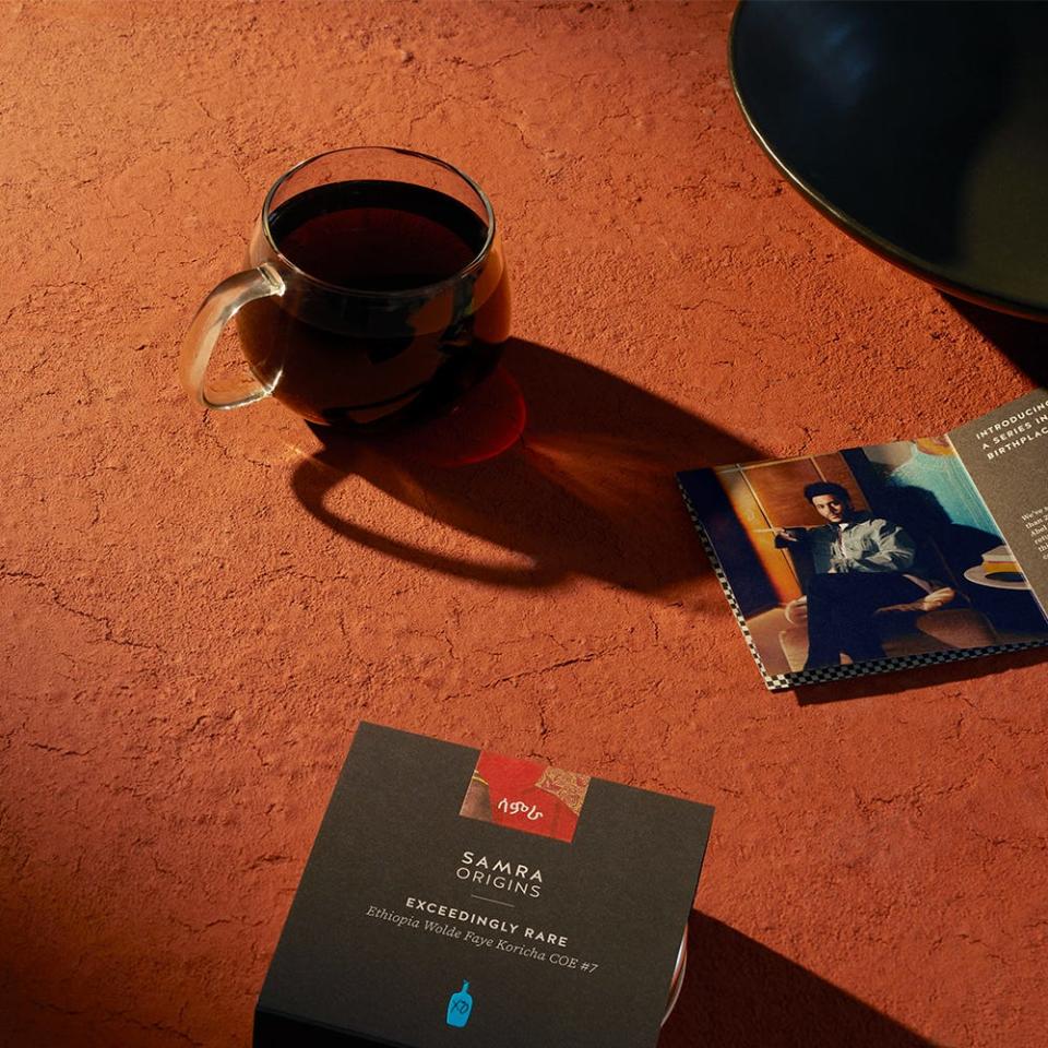 Samra Origins coffee, a partnership with Abel “The Weeknd” Tesfaye and his record label, XO, and Blue Bottle Coffee of Oakland, Calif., launches in May with a limited release of Exceedingly Rare Ethiopia Wolde Faye Koricha COE #7 ($65 per tin of 100 grams of beans, about four ounces).