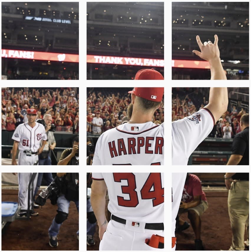 Bryce Harper’s Instagram tribute to Nationals fans. (Instagram)