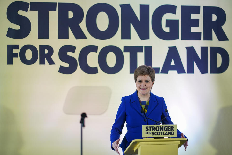 Sturgeon during a press conference in November during her campaign for a second independence referendum. (Getty)