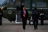 U.S. President Donald Trump departs for campaign travel to Pennsylvania at Joint Base Andrews