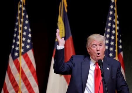 Republican U.S. presidential candidate Donald Trump speaks at a campaign rally in Raleigh, North Carolina, U.S., July 5, 2016. REUTERS/Joshua Roberts